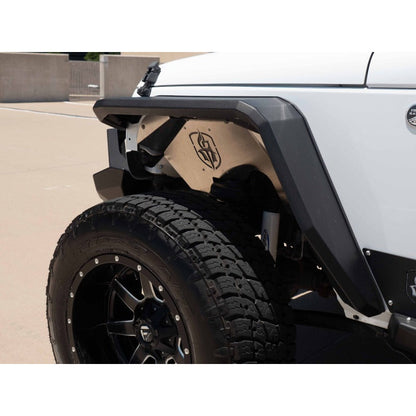 Road Armor 07-18 Jeep Wrangler JK Stealth Front Fender Flare Body Armor w/LED DRL - Tex Blk Road Armor Bumpers - Steel