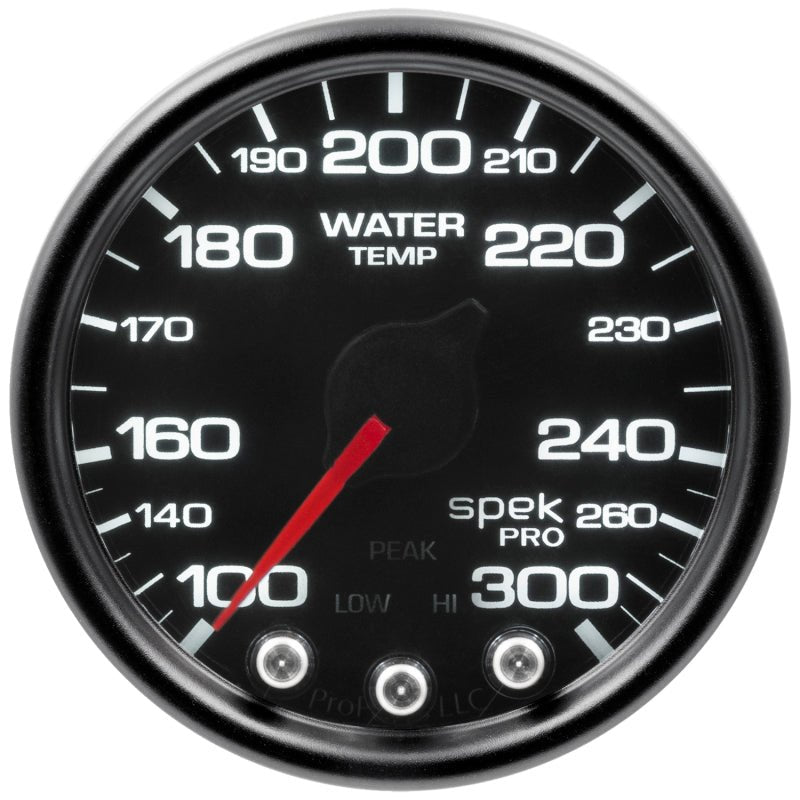 Autometer Spek-Pro Gauge Water Temp 2 1/16in 300f Stepper Motor W/Peak & Warn Blk/Smoke/Blk AutoMeter Gauges