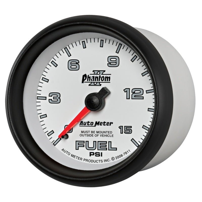 Autometer Phantom II 2-5/8in 0-15PSI Mechanical Fuel Pressure Gauge AutoMeter Gauges