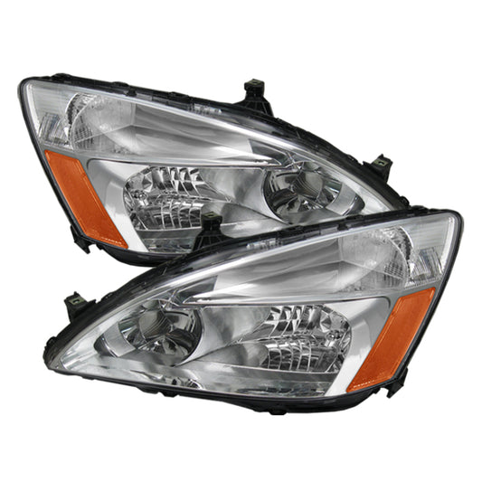 Xtune Honda Accord 03-07 Amber Crystal Headlights Chrome HD-JH-HA03-AM-C SPYDER Headlights