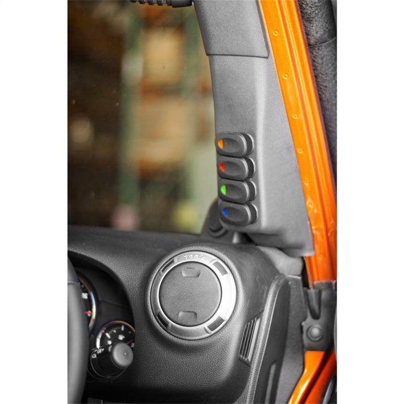 Rugged Ridge A-Pillar 4 Switch Pod Black RHD 11-18 Jeep Wrangler JK Rugged Ridge Dash & Interior Trim