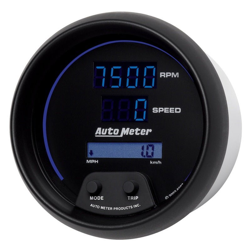 Autometer 85.7mm Black Digital 8000rpm/160mph or 260kmph Electric Tachometer/Speedometer Combo AutoMeter Gauges