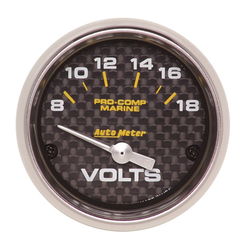 Autometer Marine Carbon Fiber 2-1/16in 18V Electric Voltmeter Gauge AutoMeter Gauges