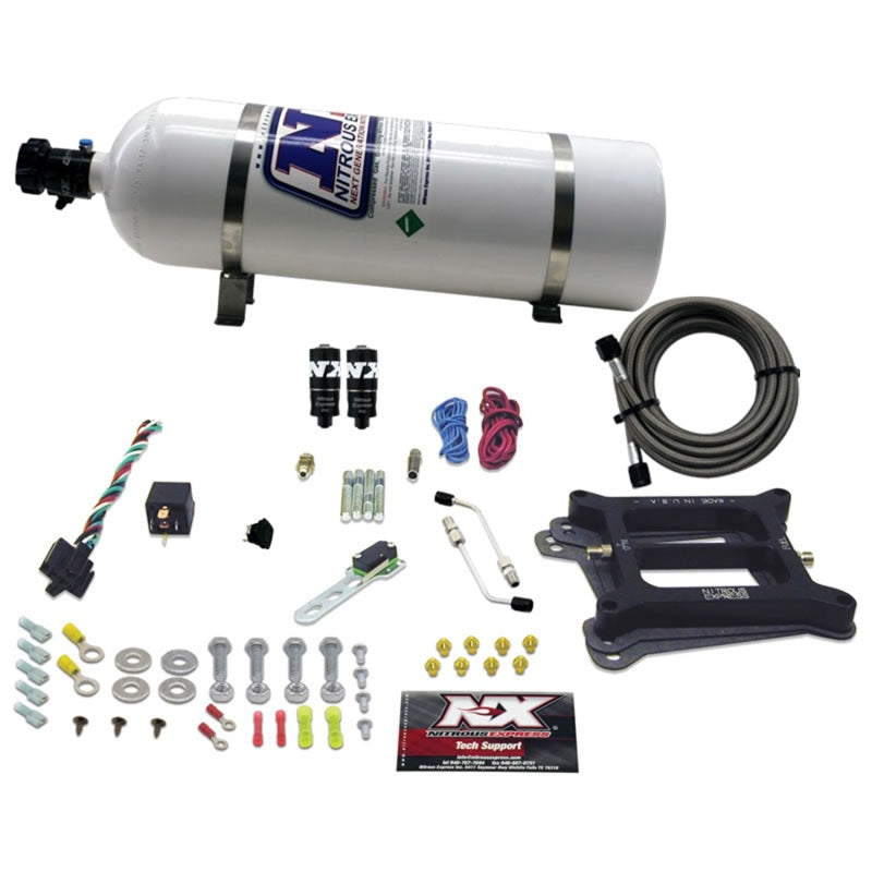 Nitrous Express 4150 Hitman Plus 4-BBL Nitrous Kit (50-200HP) w/15lb Bottle Nitrous Express Nitrous Systems