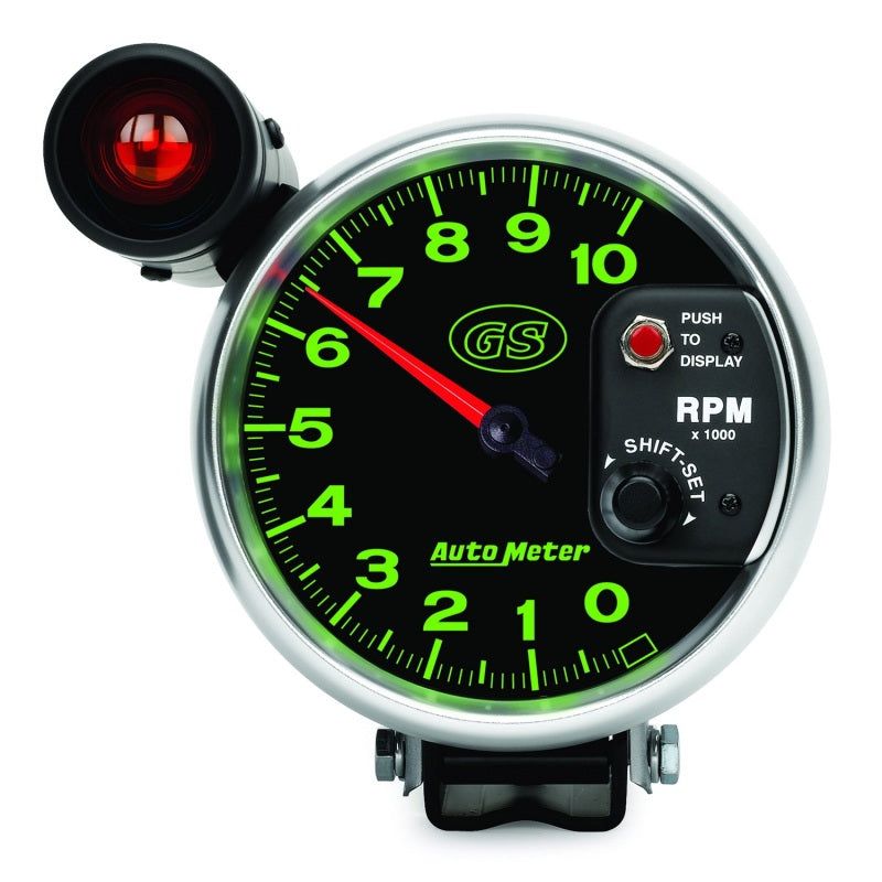 AutoMeter Gauge Tachometer 5in. 10K RPM Pedestal W/ Ext. Shift-Lite Gs AutoMeter Gauges