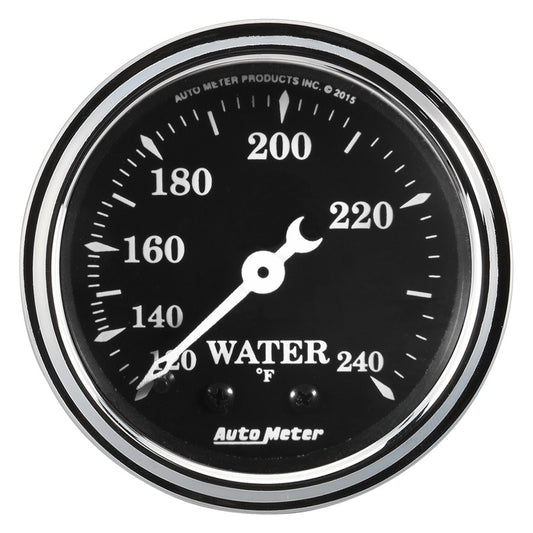 Auto Meter Gauge Water Temp 2 1/16in 120-240F Mech Old Tyme Black AutoMeter Gauges