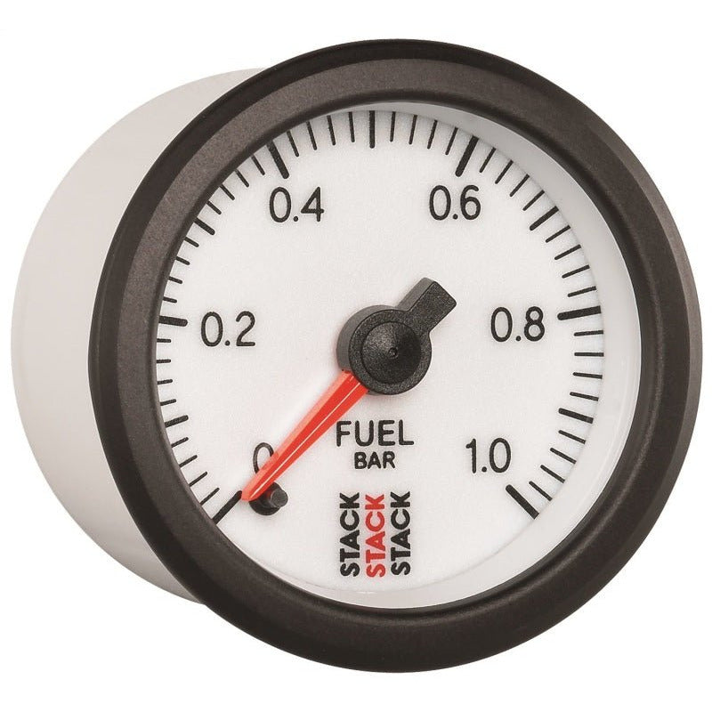 Autometer Stack 52mm 0-1 Bar M10 Male Pro Stepper Motor Fuel Pressure Gauge - White AutoMeter Gauges