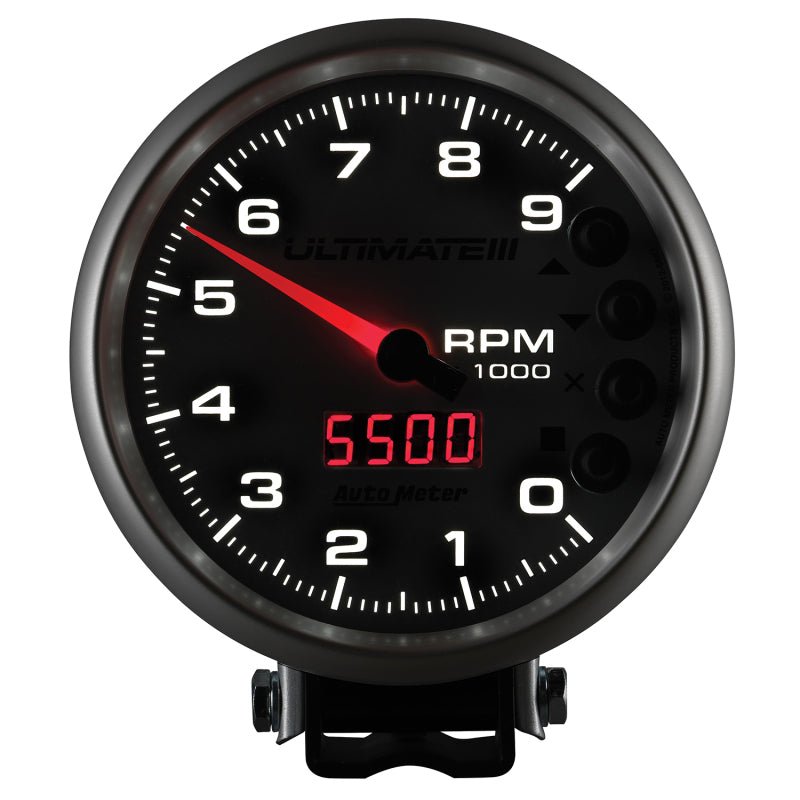 Autometer 5 inch Ultimate III Playback Tachometer 9000 RPM - Silver AutoMeter Performance Monitors
