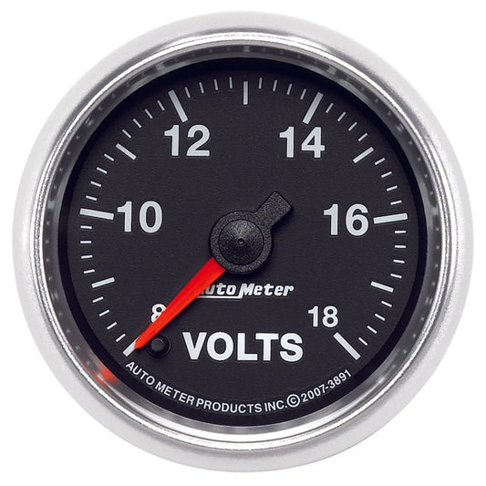 Autometer GS Series 2-1/16in Voltmeter 18V Electrical Gauge Full Sweep AutoMeter Gauges