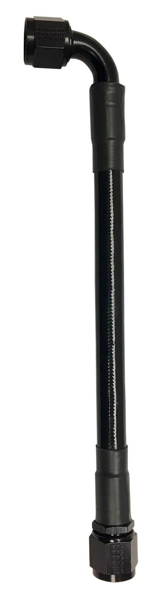 Fragola -10AN Ext Black PTFE Hose Assembly Straight x 90 Degree 48in