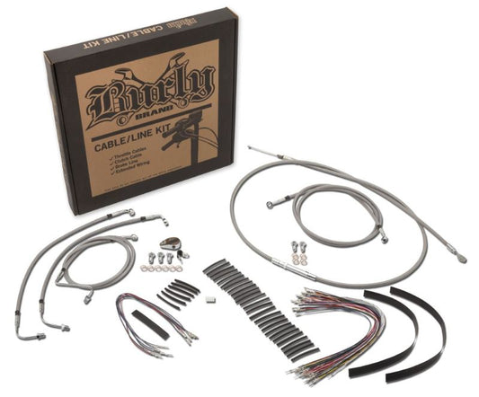 Burly Brand Control Kit 15in Bagger Bar - Stainless Steel