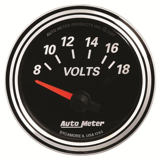 Autometer Designer Black II 52mm 18V Voltmeter Gauge AutoMeter Gauges