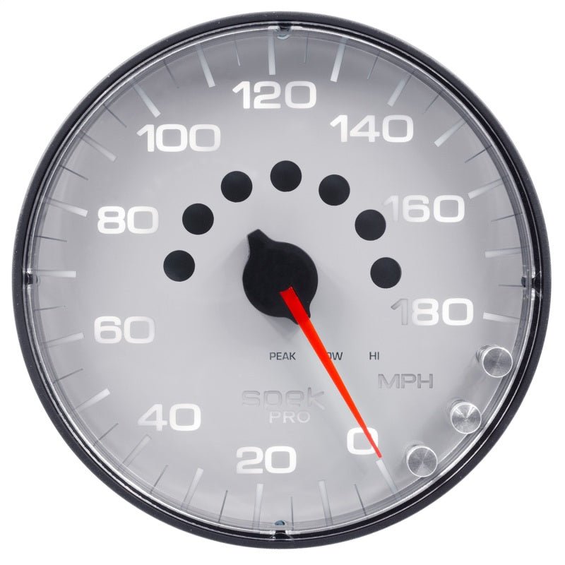 Autometer Spek-Pro Gauge Speedometer 5in 180 Mph Elec. Programmable White/Black AutoMeter Gauges