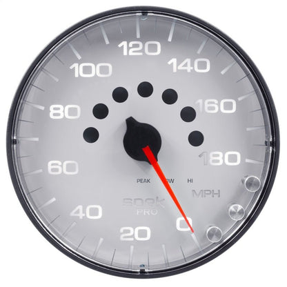 Autometer Spek-Pro Gauge Speedometer 5in 180 Mph Elec. Programmable White/Black AutoMeter Gauges
