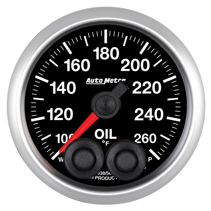 Autometer Elite 52mm 100-260 Deg F Oil Temp Peak & Warn w/ Electronic Control Gauge AutoMeter Gauges