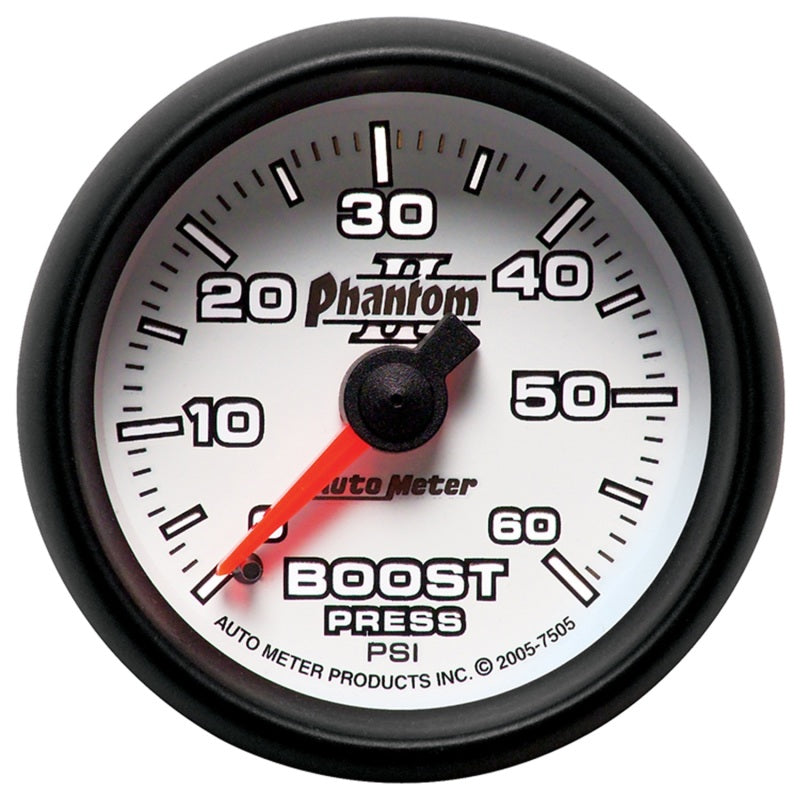 Autometer Phantom II 52.4mm Mechanical 0-60 PSI Boost Gauge AutoMeter Gauges