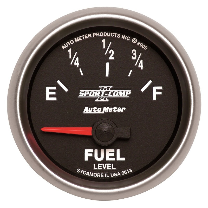 AutoMeter Gauge Fuel Level 2-1/16in. 0 Ohm(e) to 90 Ohm(f) Elec Sport-Comp II AutoMeter Gauges