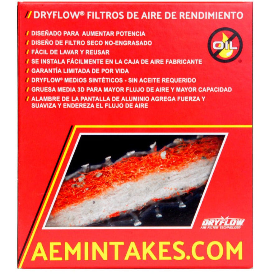 AEM DryFlow Air Filter 2-3/4in. Flange / 4in. OD / 5in. H / 10 Degree Flg. (Special Order) AEM Induction Air Filters - Universal Fit