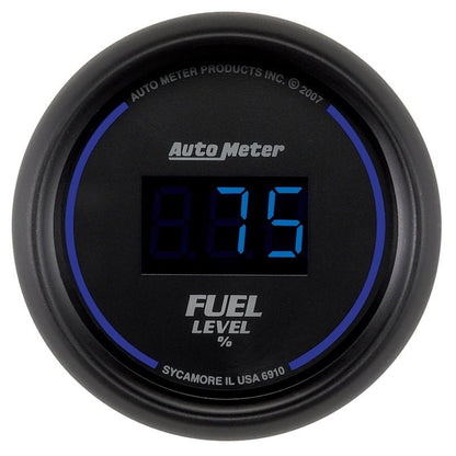 Autometer Cobalt Digital 52.4mm Black Programmable Empty-Full Range Fuel Level Gauge AutoMeter Gauges