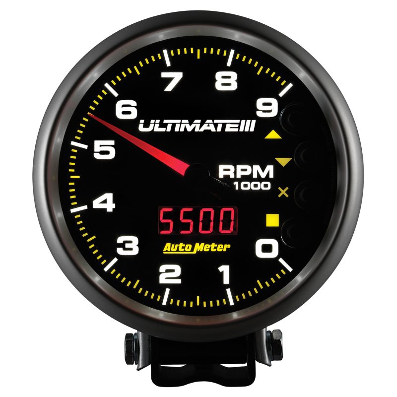 Autometer 5 inch Ultimate III Playback Tachometer 9000 RPM - Black AutoMeter Performance Monitors