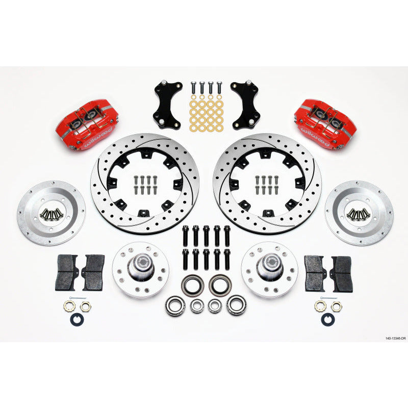 Wilwood Dynapro Dust-Boot Front Kit 12.19in Drilled-Red WWE ProSpindle Wilwood Big Brake Kits