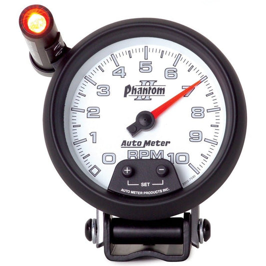 Autometer Phantom II 3.75in Pedestal Mount 10k RPM w/ Ext. Shift-Lite Tachometer AutoMeter Gauges