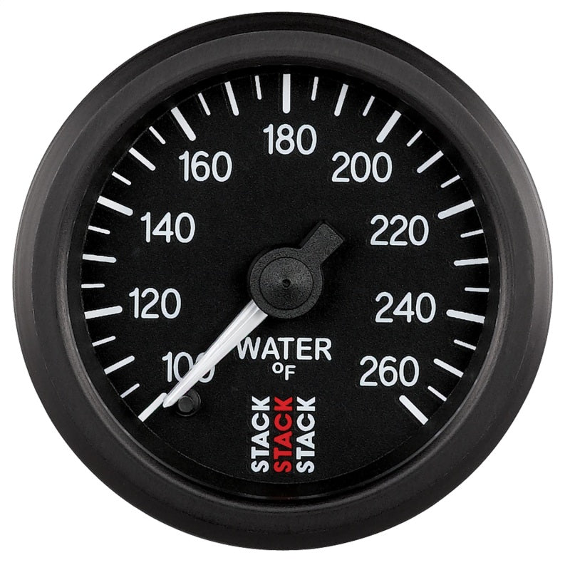 Autometer Stack 52mm 100-260 Deg F 1/8in NPTF Male Pro Stepper Motor Water Temp Gauge - Black AutoMeter Gauges