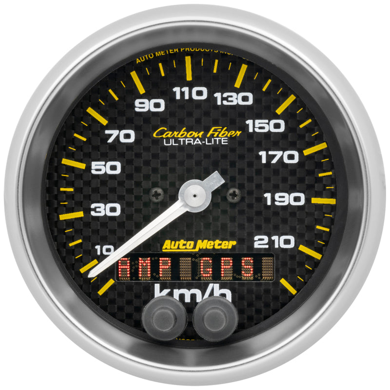Autometer Carbon Fiber 3-3/8in. 0-225KM/H (GPS) Speedometer Gauge