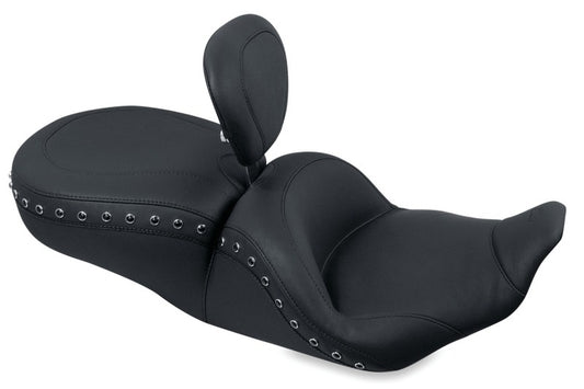 Mustang 97-07 Harley Rd King,06-07 Str Glide,00-05 Eagle Lowdown 1PC Seat w/DBR Black Pearls - Black