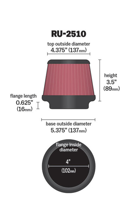 K&N Universal 4 Inch Filter