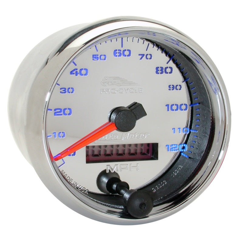 Autometer Pro-Cycle Gauge Speedo 2 5/8in 120 Mph Elec Chrome AutoMeter Gauges