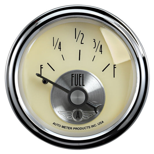 AutoMeter Gauge Fuel Level 2-1/16in. 0 Ohm(e) to 90 Ohm(f) Elec Prestige Antq. Ivory AutoMeter Gauges