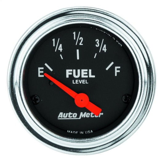 Autometer Traditional Chrome 2-1/16in 0 Ohm - 30 Ohm Full Electrical Fuel Level Gauge AutoMeter Gauges