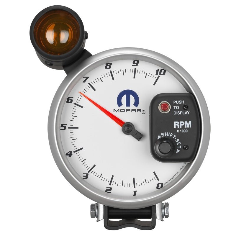 Autometer Mopar 5in / 10k RPM / Pedestal Mount White Tachometer w/ Shift Light AutoMeter Gauges