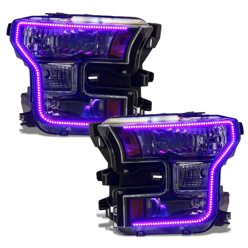 Oracle 15-17 Ford F-150 Dynamic RGB+A Pre-Assembled Headlights Halogen - Black Edition - NO RETURNS