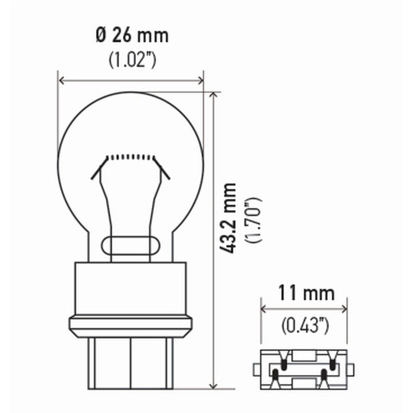 Hella Bulb 3157 12V 27/7W W25X16Q S8 (2) Hella Bulbs