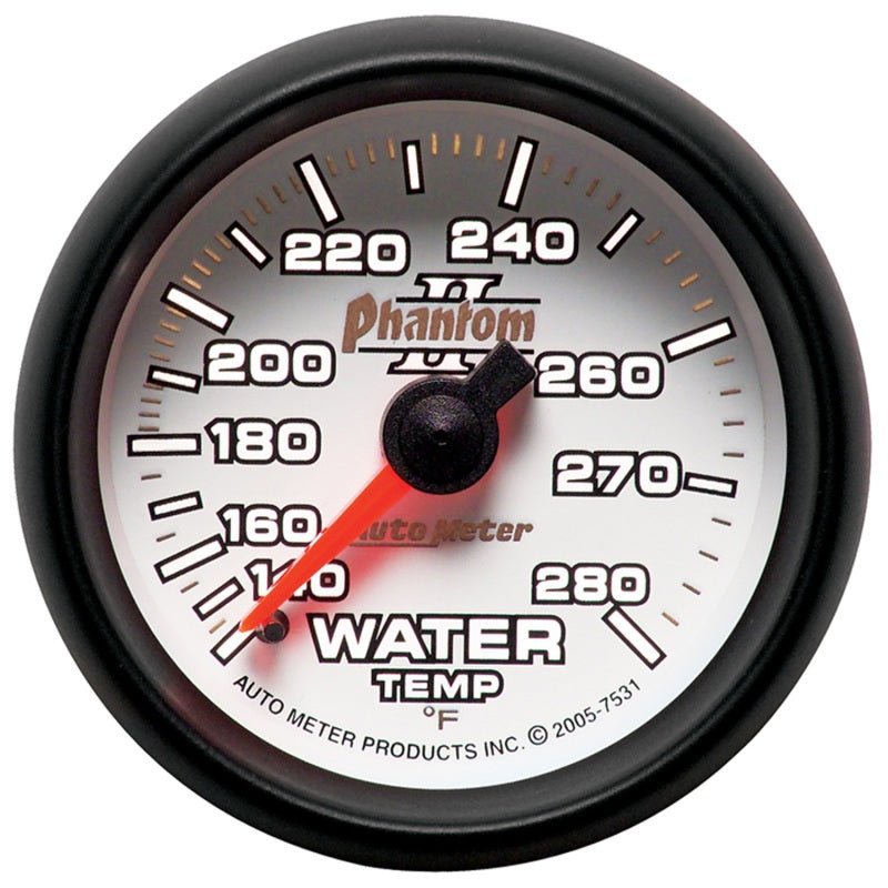 Autometer Phantom II 52.4mm Mechanical 140-280 Deg F Water Temperature Gauge AutoMeter Gauges