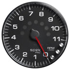 Autometer Spek-Pro Gauge Tachometer 5in 11K Rpm W/Shift Light & Peak Mem Black/Black AutoMeter Gauges