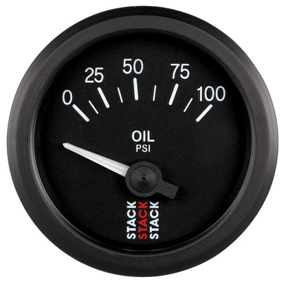 Autometer Stack Instruments 52mm 0-100 PSI 1/8in NPTF Electronic Oil Pressure Gauge - Black AutoMeter Gauges