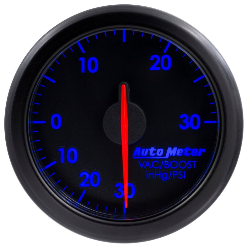 Autometer Airdrive 2-1/6in Boost/Vac Gauge 30in HG/30 PSI - Black AutoMeter Gauges