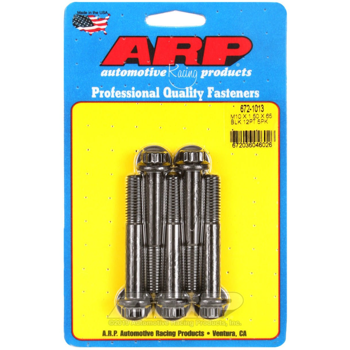 ARP M10 x 1.50 x 65mm 12pt Black Oxide Bolts (5/pkg) ARP Hardware Kits - Other