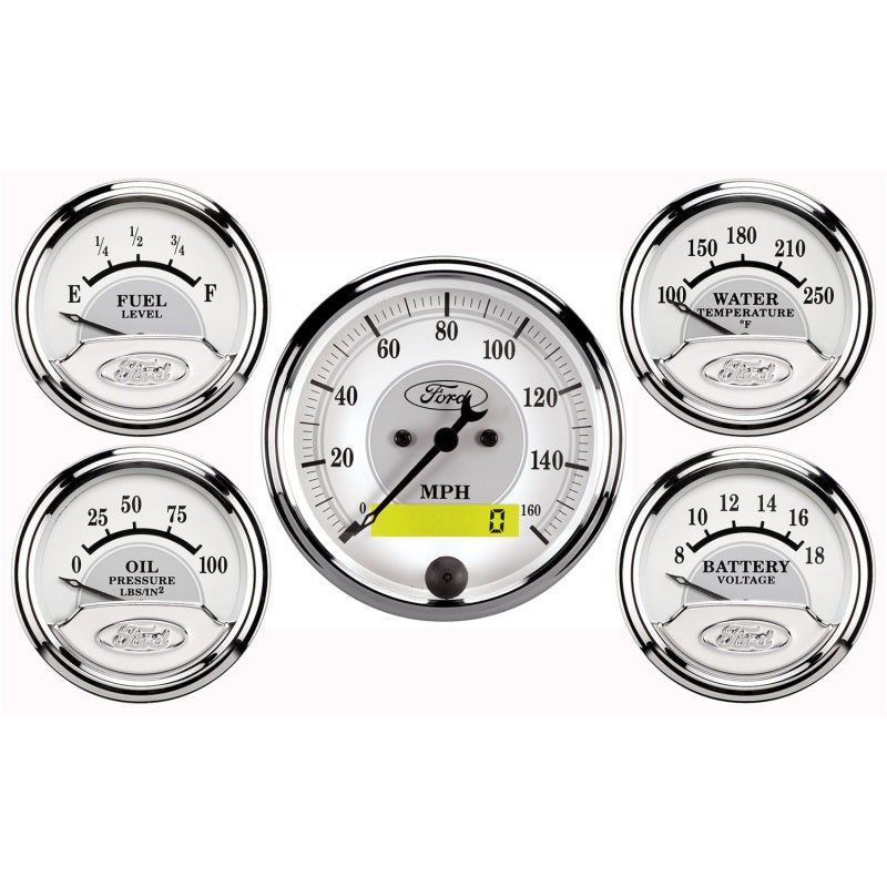 Autometer Ford Racing Kit Box (5 pc In-Dash Elec Speedo/Oil Pressure/Water Temp/Fuel Level/Volt) AutoMeter Gauges