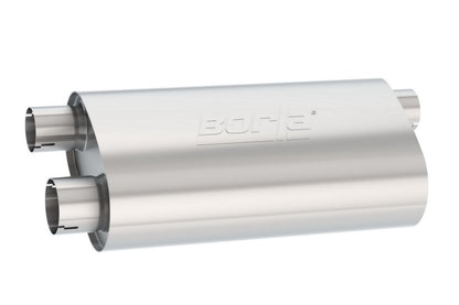 Borla Universal Pro-XS Muffler Oval 3in Inlet/ 2.5in Dual Outlet Transverse Flow Notched Muffler