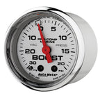 Autometer Marine Chrome Ultra-Lite 2-1/16in 0-30 HG / 0-20 PSI Vacuum / Boost Gauge AutoMeter Gauges