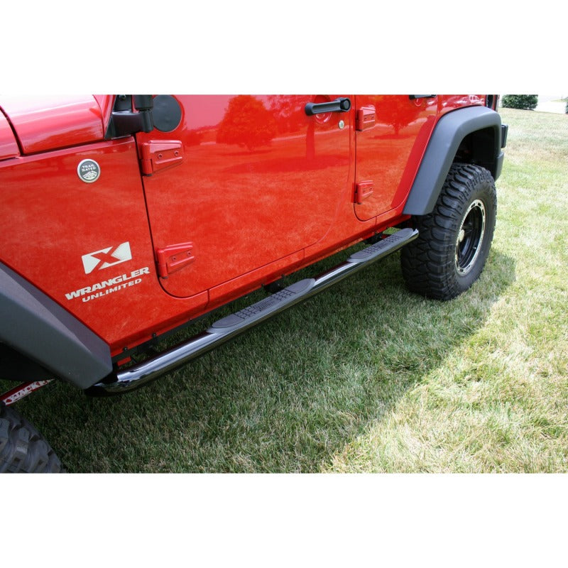 Rugged Ridge 3-In Round Side Steps Black 07-18 4-Door Jeep Wrangler Rugged Ridge Side Steps