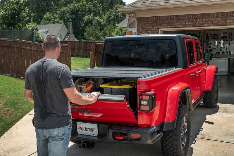 Rugged Ridge Armis Hard Folding With LINE-X Bed Cover 2020 JT Rugged Ridge Tonneau Covers - Hard Fold