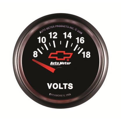 Autometer GM Bowtie Black 2-1/16 Voltmeter 8-18V AutoMeter Gauges