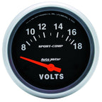 Autometer Sport-Comp 2 5/8in 8-18 Volt Short Sweep Electric Voltmeter Gauge AutoMeter Gauges