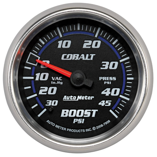 AutoMeter Gauge Vac/Boost 2-5/8in. 30Inhg-45PSI Mechanical Cobalt AutoMeter Gauges