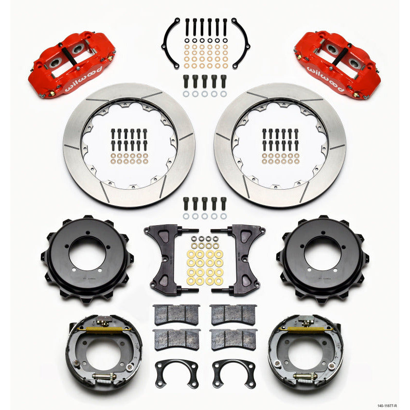 Wilwood Narrow Superlite 4R Rear Kit 12.88in Drilled Red Speedway Eng Floater w/ New Style End Wilwood Big Brake Kits